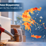 Χάρτης της Ελλάδας με τις τιμές του πετρελαίου θέρμανσης ανά νομό στις 15 Οκτωβρίου 2026